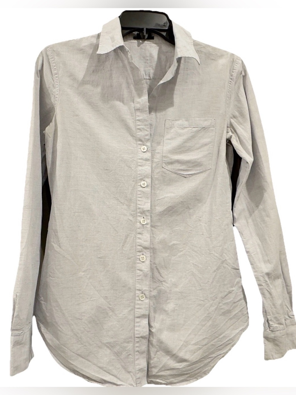Theory Light Blue Buttoned Down Long sleeve Shirt Subtle Checkered Texture Sz P